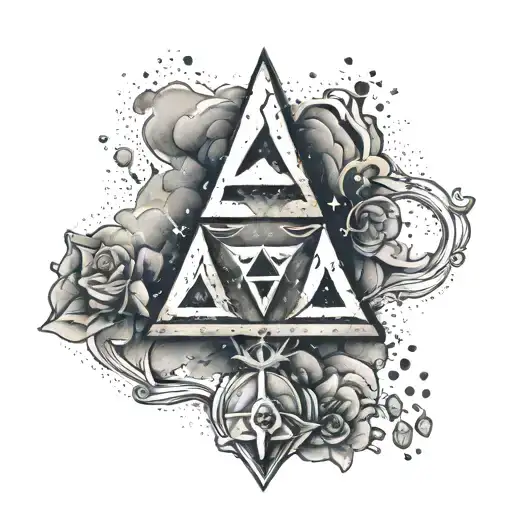 faded zelda triforce tattoo design idea