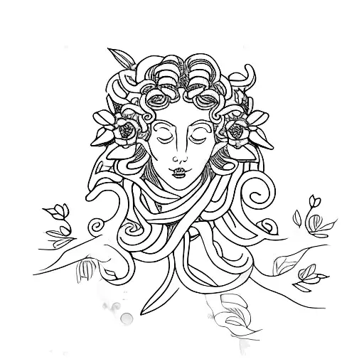 medusa with flowers  tattoo design idea