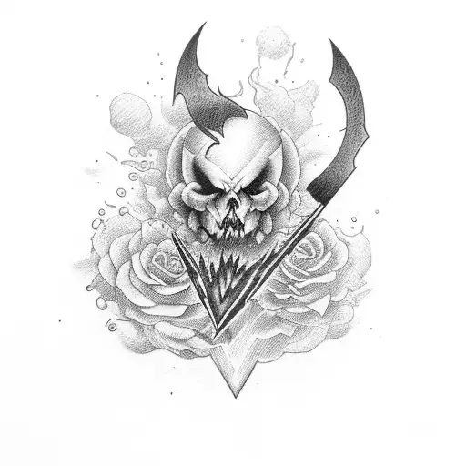 black spade crossed by lightning tattoo design idea