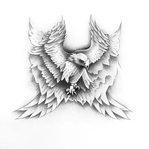 Eagle with big wings tattoo design idea