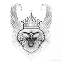 American eagle with a crown tattoo design idea