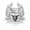 Eagle with crown and wings tattoo design idea