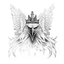 Eagle with crown and wings tattoo design idea