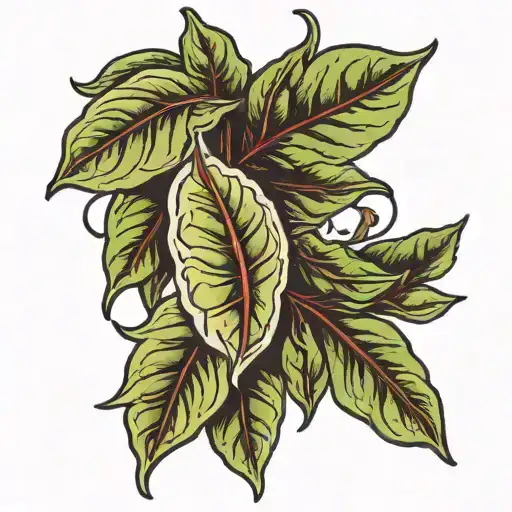 bay leaf with number 148142 tattoo design idea