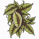 bay leaf with number 148142 tattoo design idea