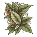 bay leaf with number 148142 tattoo design idea