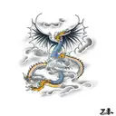 dragon lightning clouds tattoo design idea