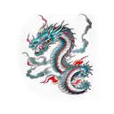 dragon lightning clouds tattoo design idea