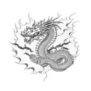 dragon lightning clouds tattoo design idea