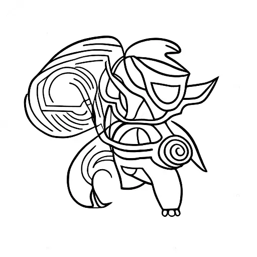 A minimalist tattoo of a Pokémon trainer meditating in a serene garden tattoo design idea