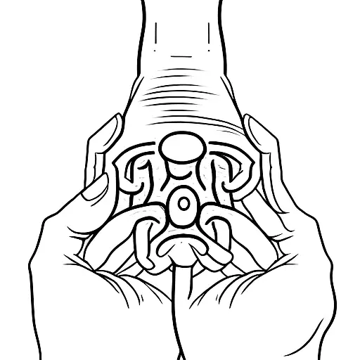 A minimalist tattoo of a hand performing a manual therapy technique tattoo design idea