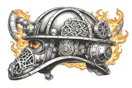 traditional firefighter helmet  tattoo design idea