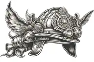traditional firefighter helmet  tattoo design idea