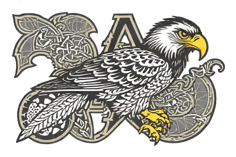 iowa hawkeye logo with patter filled tattoo design idea