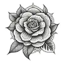 A geometric rose mandala incorporating elements of traditional Mexican art tattoo design idea