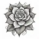 A geometric rose mandala incorporating elements of traditional Mexican art tattoo design idea