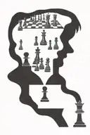 chess board pawns and hacker silhouette surrounded tattoo design idea