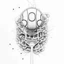 work that shows anxiety and how playing tennis helps to get rid of it, that rackets appear, a tennis court tattoo design idea