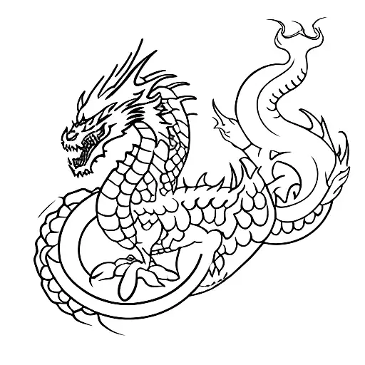 Sheild with a dragon on it, saying 'bonded through trauma' tattoo design idea