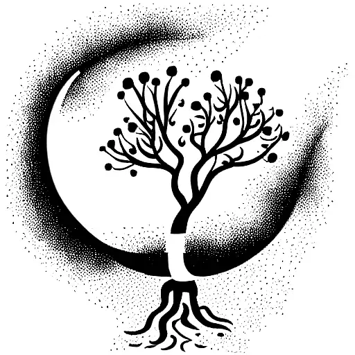 moon  sun sea tree tattoo design idea