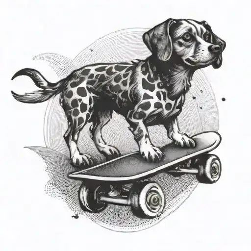 dog with skate tattoo design idea