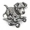 dog with skate tattoo design idea