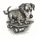 dog with skate tattoo design idea