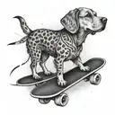 dog with skate tattoo design idea
