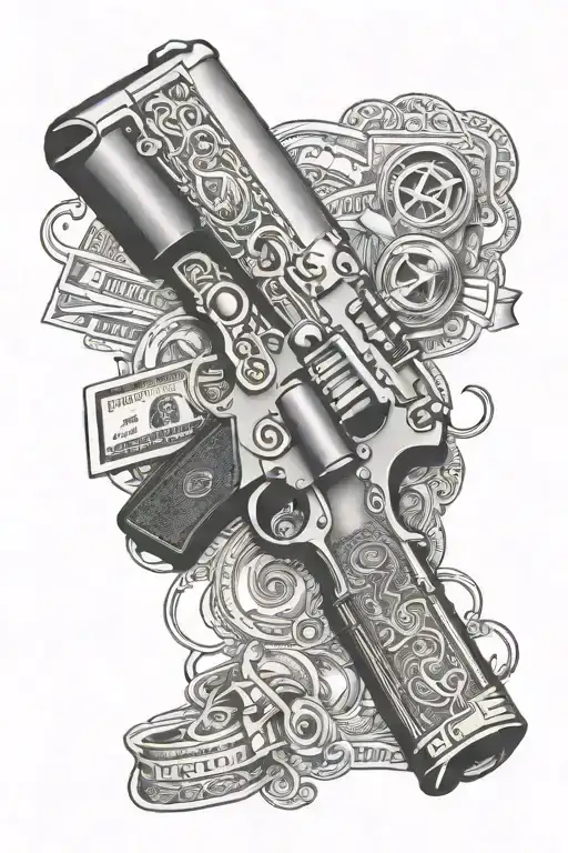 lowrider gun money  tattoo design idea
