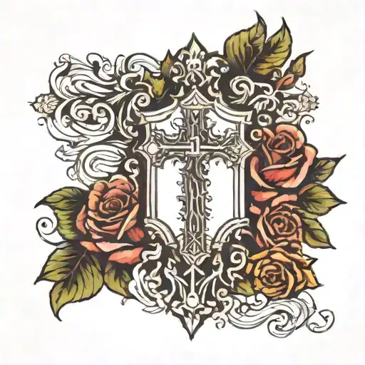 cross bible verse roman's 8:18 tattoo design idea