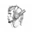 A sketch style drawing of a machine gun Kelly album cover tattoo design idea