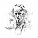 A sketch style drawing of a machine gun Kelly album cover tattoo design idea