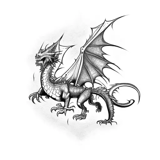 A fierce dragon emerging from a video game controller tattoo design idea