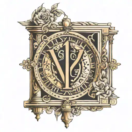 Roman Numeral of 1 2 3 column pilar tattoo design idea