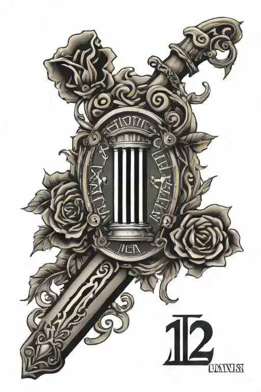 Roman Numeral of 1 2 3 column tattoo design idea