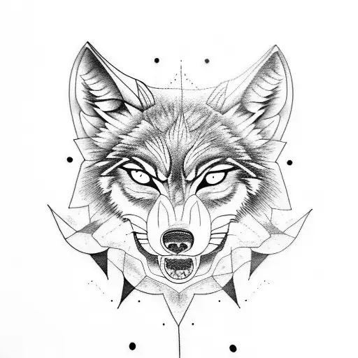 Design a bold wolf tattoo under a mystic moon tattoo design idea
