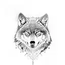 Design a bold wolf tattoo under a mystic moon tattoo design idea
