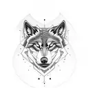 Design a bold wolf tattoo under a mystic moon tattoo design idea