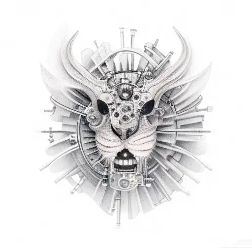 bio mechanical tattoo design idea