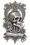 interpretation of Grateful Dead's song broke down palace tattoo design idea