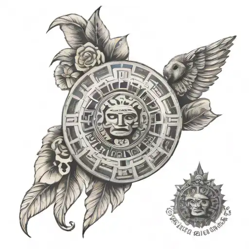 Mexican aztec calendar tattoo design idea