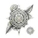 Mexican aztec calendar tattoo design idea
