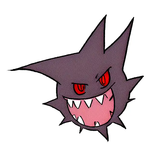 Magnamalo mixed with gengar and have akatsuki eye in anime stil tattoo design idea