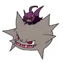 Magnamalo mixed with gengar and have akatsuki eye in anime stil tattoo design idea