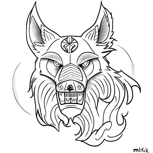 Skoll and Hati in a heavenly setting back tattoo design idea
