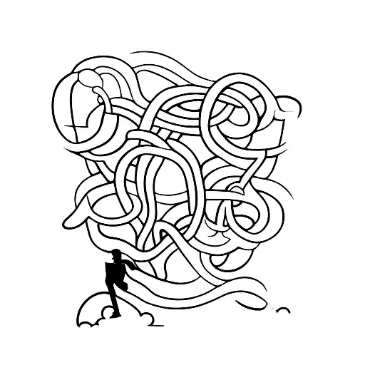 A man walking with his shadow tattoo design idea