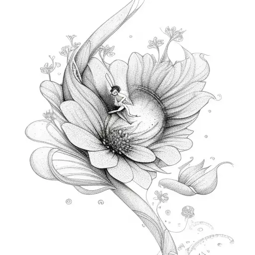 Tinkerbell flowers tattoo design idea