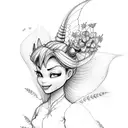 Tinkerbell flowers tattoo design idea