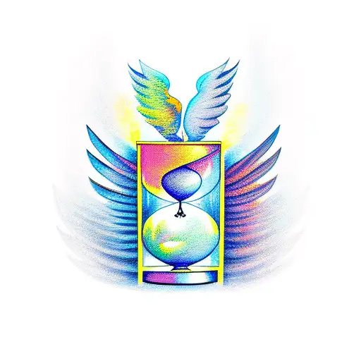 hourglass with wings tattoo design idea