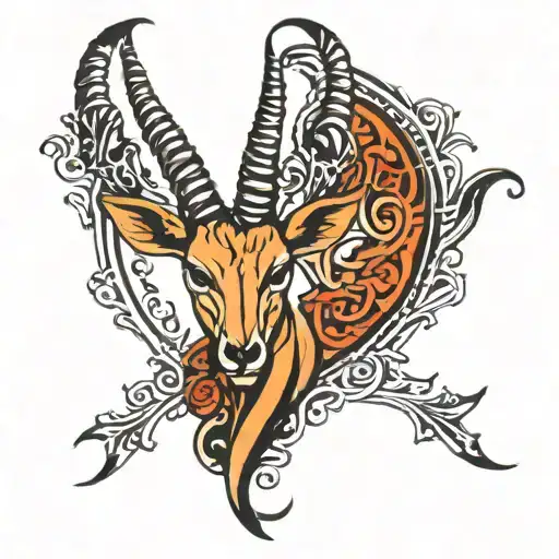 gazelle horns with arabic writing inside saying my love tattoo design idea